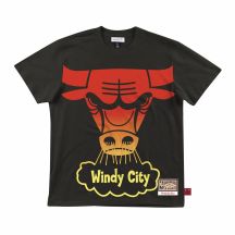 Mitchell & Ness NBA Logo Chicago Bulls T-Shirt Schwarz