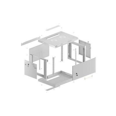 8. LANBERG Wandregalschrank 19" 4HE 600x450 GRAU METALLTÜR (FLACHVERPACKT)