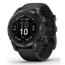 Garmin Fenix 7 Pro 47 mm Saphirglas Solar Carbongrau DLC-Titan mit schwarzem Armband