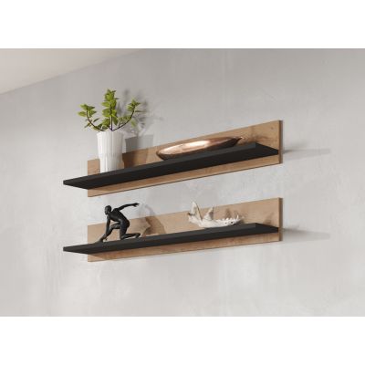 2. Regal 125 cm (2 Stück) SOHO Lefkas Eiche + Schwarz