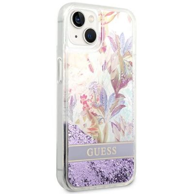 4. Ratet Guess , GUHCP14MLFLSU iPhone 14 Plus 6,7 "violett / lila Hardcase Flower Liquid Glitter