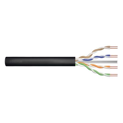 DIGITUS Cat.6 Gel-gefülltes Außeninstallationskabel, U/UTP, AWG 23/1, PE, 305 m, schwarz, Spule