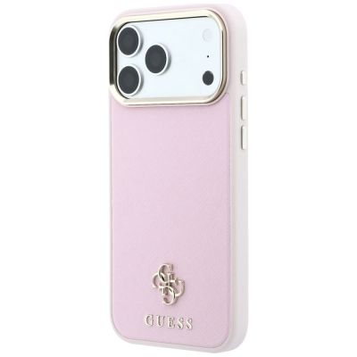 2. Guess Saffiano Small 4G & Classic Logo MagSafe Hülle für iPhone 18 Pro / 17 Pro – Rosa
