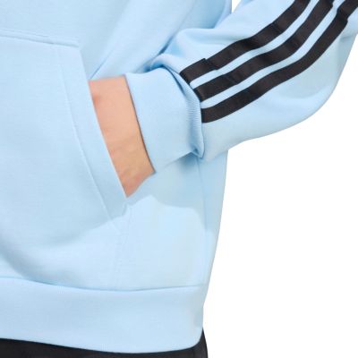 5. adidas Essentials Fleece-Kapuzenjacke mit durchgehendem Reißverschluss und 3-Streifen für Herren, Himmelblau KY4143
