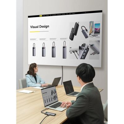 16. Baseus Metal Gleam Series HUB 7-in-1 Dockingstation USB Typ C - 1 x HDMI / 1 x VGA / 3 x USB 3.2 Gen. 1 / 1 x Power Delivery / 1 x RJ-45 Ethernet grau (WKWG040013)