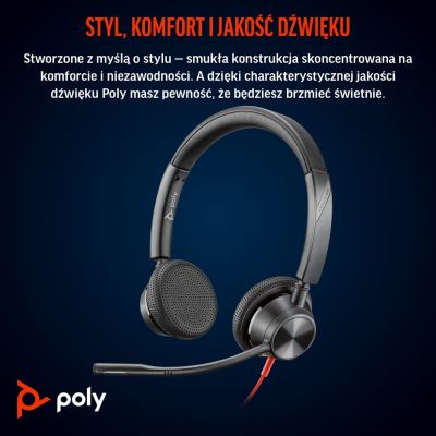 19. HP Poly Blackwire 3325 USB-C Stereo-Headset, Microsoft Teams-zertifiziert + 3,5-mm-Klinkenstecker + USB-C/A-Adapter