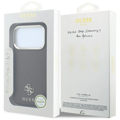 8. Guess Saffiano Small 4G & Classic Logo MagSafe Hülle für iPhone 18 Pro / 17 Pro - Burgunderrot