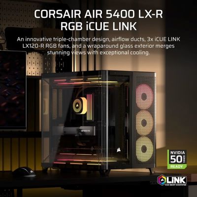 2. Corsair AIR 5400 LX-R LINK Tempered Glass Mid-Tower-Gehäuse, Schwarz