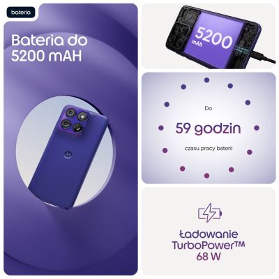 10. Motorola Edge 70 Fusion, 17,2 cm (6,78 Zoll), Dual-SIM, Android 16.0, 5G, USB Typ-C, 8 GB RAM, 256 GB Speicher, 5200 mAh Akku, Lila