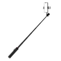 Selfie Stick WC12YDS Teleskopstativ 1,3 m aus Aluminiumlegierung mit Dual-Licht und Telefonhalter – Schwarz