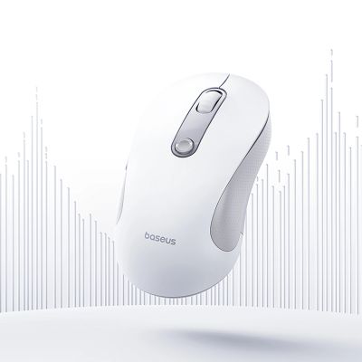 5. Baseus F02 Ergonomische kabellose Maus USB 2,4 GHz – Weiß