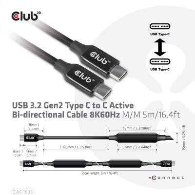 4. Club3D CAC-1535 USB-Kabel (USB 3.2 Gen2 Typ C)