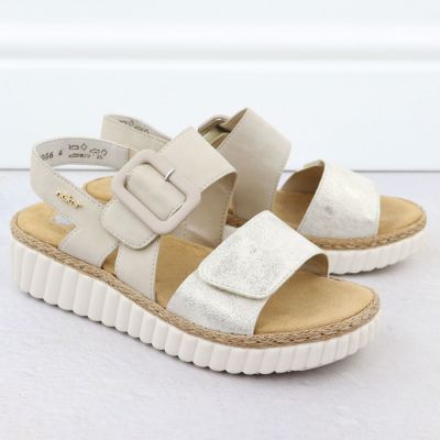 2. Beige Keilsandalen für Damen Rieker 69260-60