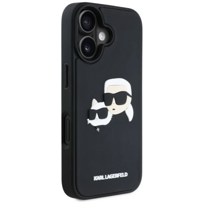 4. Karl Lagerfeld HC 3D Rubber Double Heads iPhone 16 Hülle - Schwarz