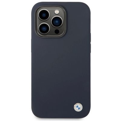 3. Hülle BMW BMHMP14XSILNA iPhone 14 Pro Max 6.7" marineblau/navy Silikon Metall Logo MagSafe