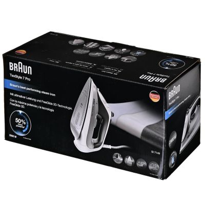 10. Braun TexStyle 7 Pro SI7149WB Trocken- und Dampfbügeleisen mit EloxalPlus-Bügelsohle, 2900 W, Weiß