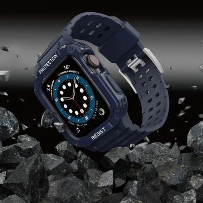 5. Schutzarmband für Apple Watch 42/44/45 mm Panzergehäuse-Armband - Blau