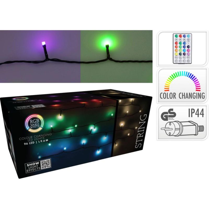 21. Weihnachtsbaumbeleuchtung, 96 LED RGB-Lichterkette mit Fernbedienung