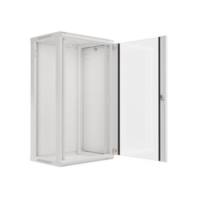Lanberg WF01-6422-10S Rack-Schrank (22 HE; 1080 mm / 600 mm / 450 mm; Wandmontage; Glas; 19 Zoll; grau)
