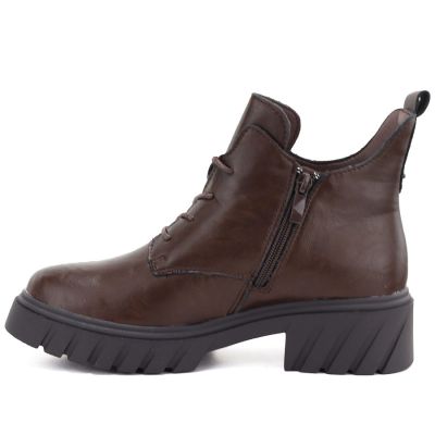 3. Braune Damen-Ankle-Boots aus Leder mit Plateau, Modell M.Daszyński SFY2502-11ac