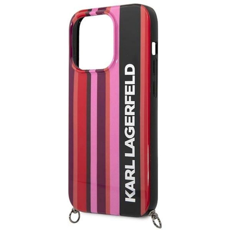 5. Karl Lagerfeld KLHCP14XSTSTP iPhone 14 Pro Max 6,7 "Hardcase Pink / Pink Color Stripes Strap
