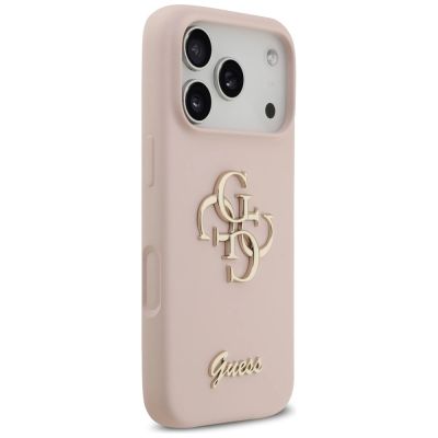 4. Guess Silikonhülle mit großem 4G-Schriftzug für iPhone 17 Pro – Pink