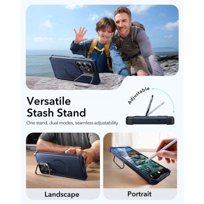 2. ESR Cyber ​​Tough Kickstand MagSafe Hülle für Samsung Galaxy S26 Ultra – Marineblau
