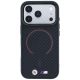 3. BMW M Kevlar MagSafe Hülle mit rotem Printring und Metalllogo für iPhone 18 Pro Max / 17 Pro Max – Schwarz