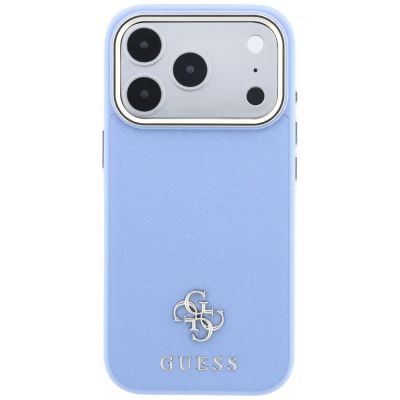 3. Guess Saffiano Small 4G & Classic Logo MagSafe Hülle für iPhone 18 Pro / 17 Pro - Hellblau