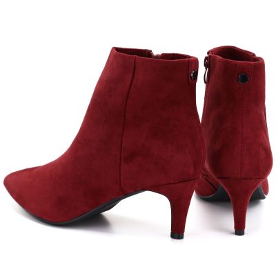5. Gefütterte Damen-Ankle-Boots mit niedrigem Absatz, rotes Wildleder, Sergio Leone BT-65