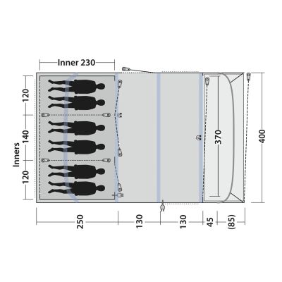 3. Outwell Florida 6 Air 6-Personen-Tunnelzelt Grün