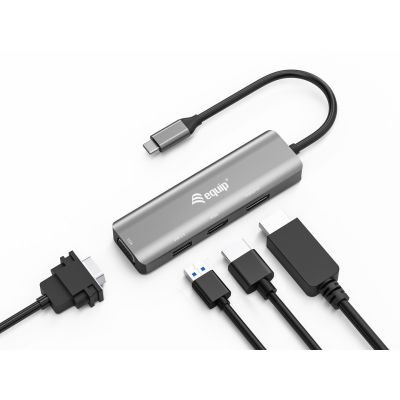 4. Externe USB-Grafikkarte Equip 133485, 3840 x 2160 Pixel, Schwarz, Silber