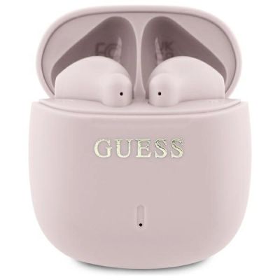 Guess GUTWSJ14ESGP TWS Bluetooth-Kopfhörer + Dockingstation, rosa/rosa, bedrucktes klassisches Logo