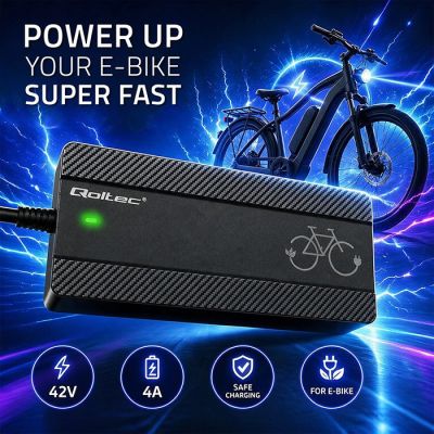 3. Qoltec Schnellladegerät für E-Bikes und E-Scooter 36 V | 42 V | 4 A | Bosch-Stecker + Stromkabel