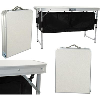 16. Klappbarer Campingtisch 120 x 47 x 70/62/54 cm mit Kleiderschrank 33 x 30 x 36 cm