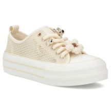 Damen-Sneaker aus Mesh mit Plateausohle, beige, Filippo DTN7855