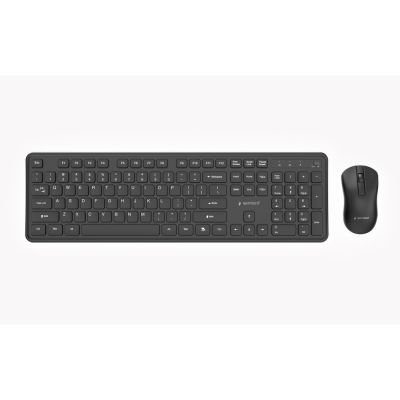 GEMBIRD Kabelloses Slim Pro Business-Schreibtisch-Tastatur- und Maus-Set, Schwarz, US-Layout