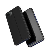 Transparente Schutzhülle für iPhone 16e / 17e (Klappcover) – Schwarz