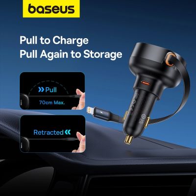 12. Baseus Enjoyment Pro USB-C (Buchse) / Lightning (Stecker) 60W Kfz-Ladegerät – Schwarz