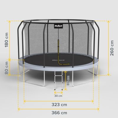 17. REBEL ACTIVE TRAMPOLINE PRO 12FT/366CM, NETZ, LEITER RBA-8003