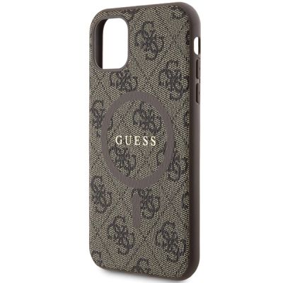 6. Guess GUHMN61G4GFRW iPhone 11 6,1" / Xr braun/braunes Hardcase 4G Collection Leder Metall Logo MagSafe