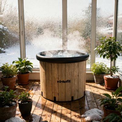 22. VIRTUFIT EISBAD XXL - 375 LITER - HOLZIMITAT - MIT ZUBEHÖR