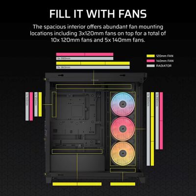 7. Corsair FRAME 4500X LX-R RGB Midi-Tower-Gehäuse mit Seitenwand aus gehärtetem Glas, Schwarz