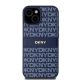 3. DKNY Lederhülle mit Monostreifen und Metalllogo für iPhone 15 / 14 / 13 – Blau