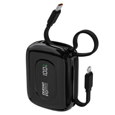 Dudao K32 Powerbank 22,5 W 10000 mAh mit integriertem USB-C/ Lightning Kabel - Schwarz