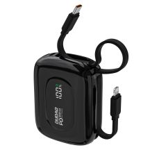 Dudao K32 Powerbank 22,5 W 10000 mAh mit integriertem USB-C/ Lightning Kabel - Schwarz