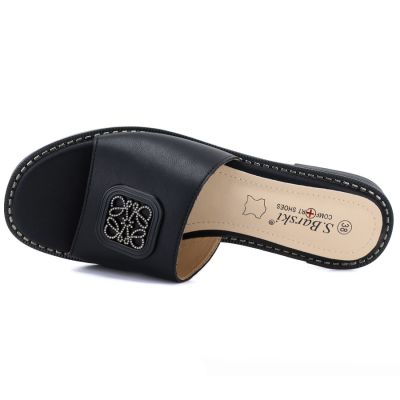 3. Schwarze Damen-Flip-Flops aus Leder, Modell S.Barski KV61-6019