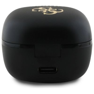 4. Guess Bluetooth-Kopfhörer GUTWSJ144ESK TWS + Dockingstation schwarz/schwarz schillerndes 4G-gedrucktes Logo