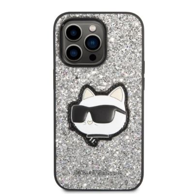 3. Karl Lagerfeld KLHCP14LG2CPS iPhone 14 Pro 6,1" Silber/Silber Hardcase Glitter Choupette Patch