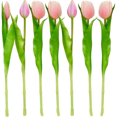 25. Strauß aus 7 rosa Tulpen, 31 cm, naturgetreue Frühlingsdekoration